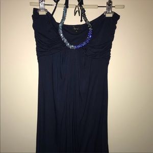Sky Dress navy blue with crystals on the halter